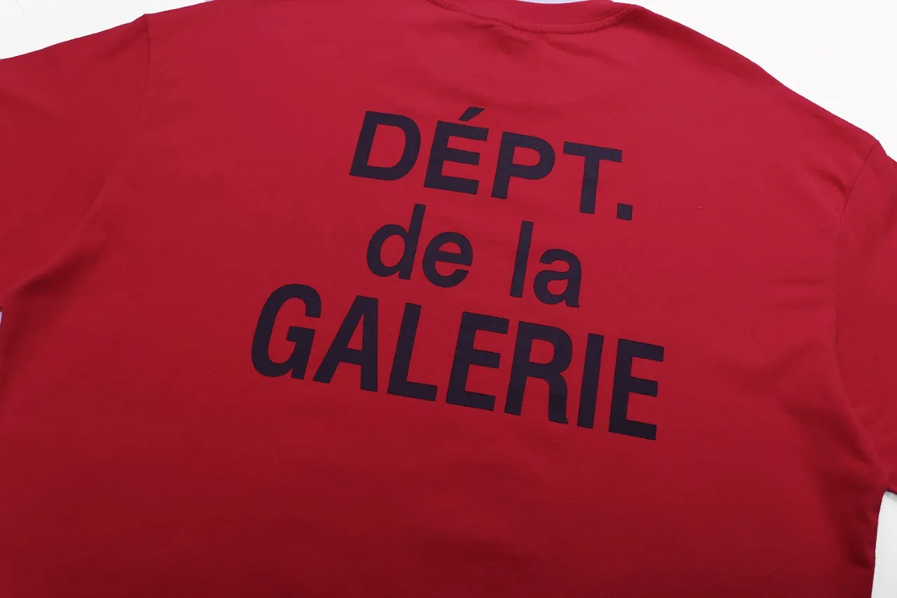 648#Gallery Dept New Classic Basic French Letters LOGO Basic Slogan Round Neck Short Sleeve T-Shirt Pure Cotton Tee Royal Blue Red Lake Blue Apricot Print Blue Apricot Print Black S～XL p90